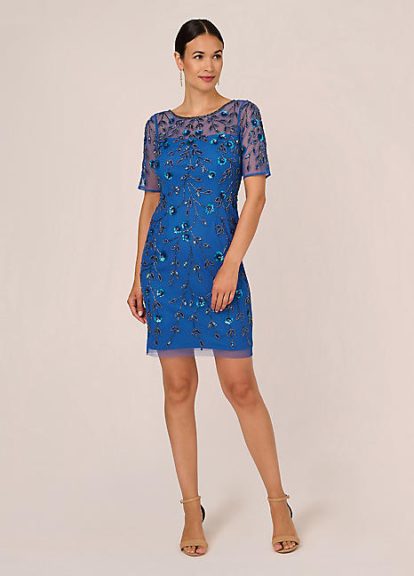 Adrianna Papell Beaded Floral Short Dress Grattan