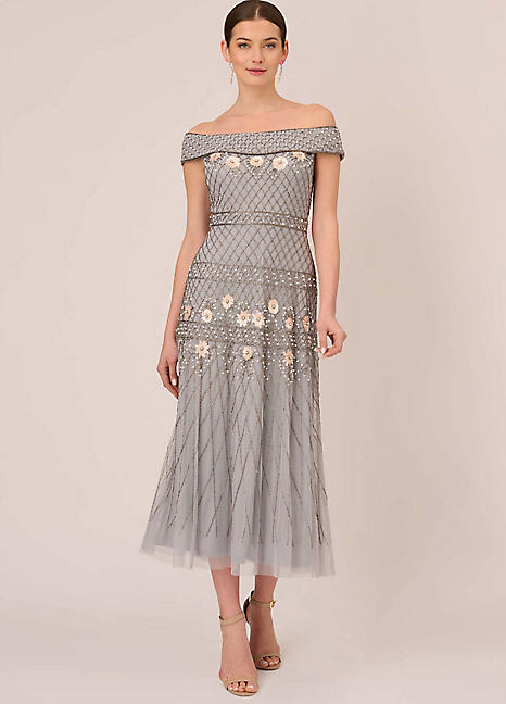 Adrianna Papell Beaded Long Dress Grattan