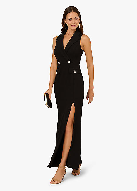 Adrianna Papell Scallop Tuxedo Gown | Grattan