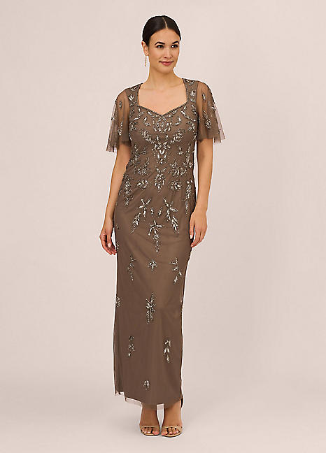 Adrianna Papell Studio Beaded Sweetheart Column Gown Grattan