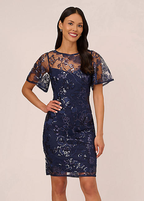 Adrianna Papell Studio Embroidery Sheath Dress Grattan