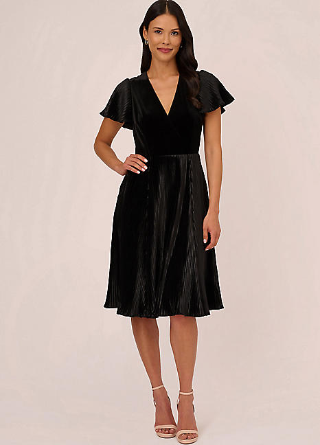 Adrianna Papell Velvet Pleated Midi Dress Grattan