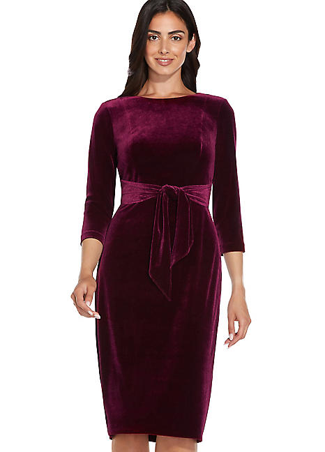 Adrianna Papell Velvet Tie Front Sheath Dress