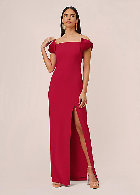 Aidan by Adrianna Papell Stretch Crepe Column Gown Grattan