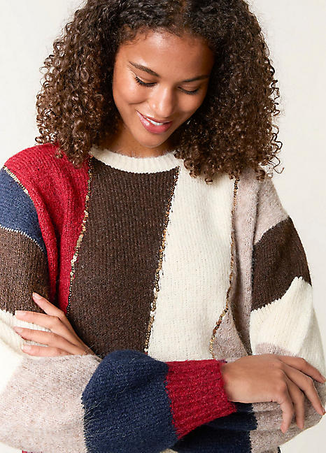 Blue Vanilla Stripe Sequin Detail Jumper Grattan