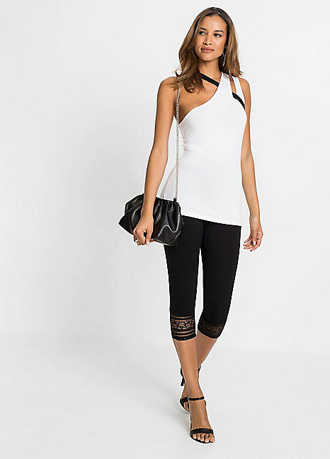bonprix Lace Hem Capri Leggings | Grattan