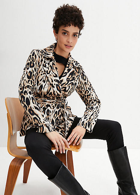 Leopard print trench clearance coat