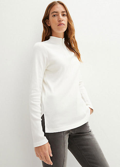 bonprix Long Sleeve Zip Collar Top