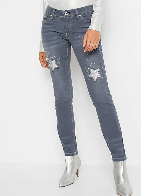 bonprix Embroidered Piped Jeans