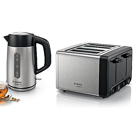 Bosch DesignLine Plus Kettle Slice Toaster Set Steel Grattan