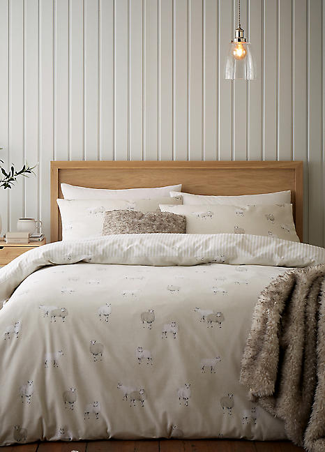 Catherine Lansfield Brushed Cotton Sheep Duvet Cover Set Grattan