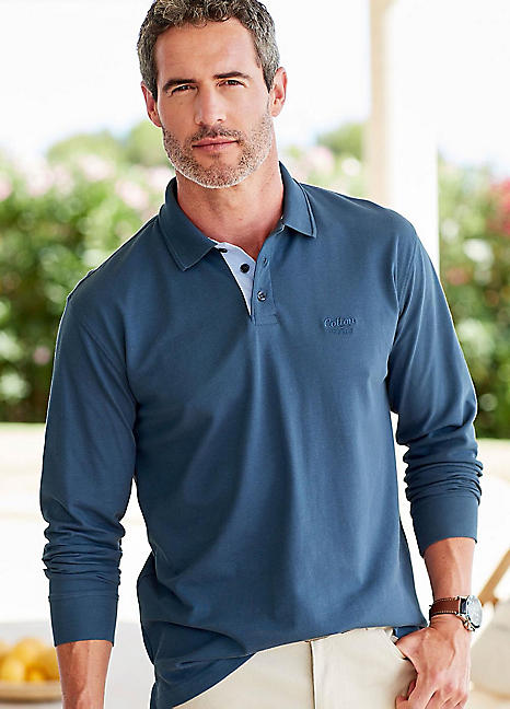 Cotton traders mens long sleeve polo shirts sale