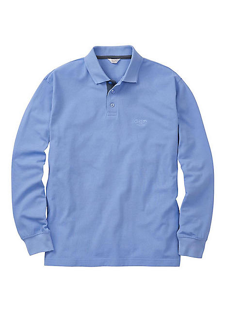 Cotton traders long outlet sleeve polo shirt