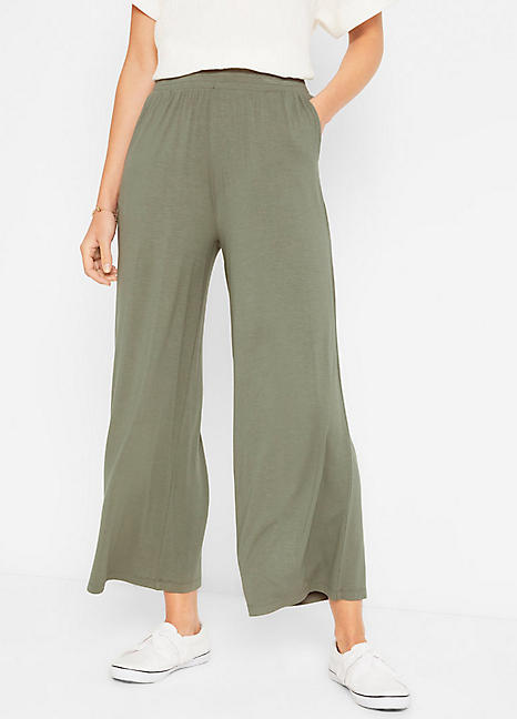 Cropped Wide Leg Jersey Trousers by 