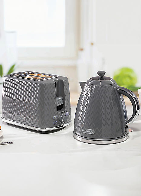 Electric Kettles Daewoo Argyle Kettle And Toaster Set Daewoo Argyle Kettle  Slice Toaster SDA1820 SDA1821 Grey