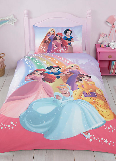 Disney Princess Rainbow Single Duvet Cover Set Grattan