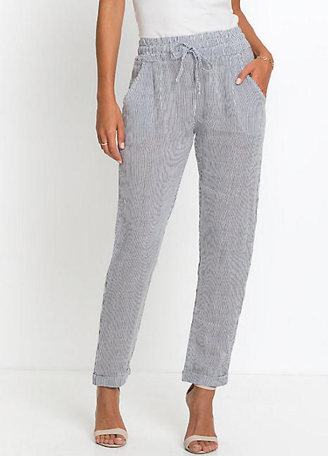 Drawstring Linen Trousers by bonprix 