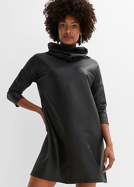 chinese dress ladies Women's Winter PU Leather Dress Elegant Long Dress Fashion Casual Dress  Plain Warm Dress Long Sleeve Tunic Dress Round Neck Slim Long Dress with  Belt, black : Amazon.de: Fashion main image 1