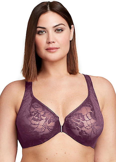 Fit & Comfort! WONDERWIRE Front-Close Bra 30B Smooth-Look STRETCH-LACE  Brown NEW – Contino