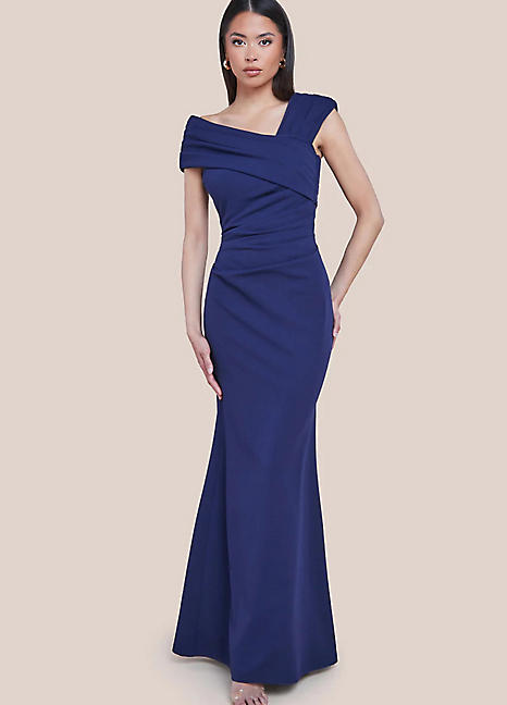 one shoulder evening maxi dress - navy by goddiva reviews Goddiva One Shoulder Evening Maxi Dress