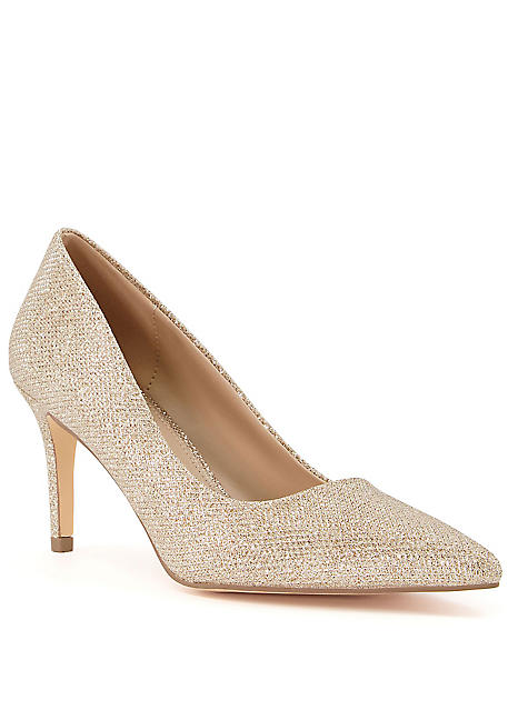 Gold mid sale heel pumps