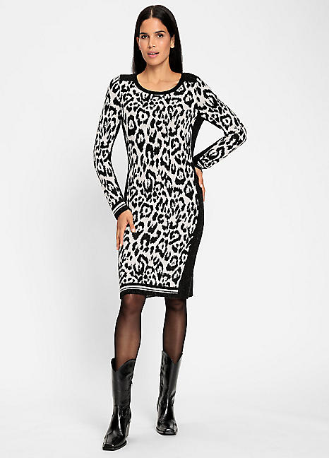 Heine Wool Blend Leopard Print Knitted Dress | Grattan
