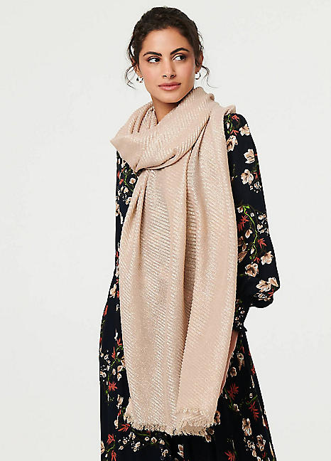 Izabel London Sparkly Textured Long Shawl Scarf Grattan