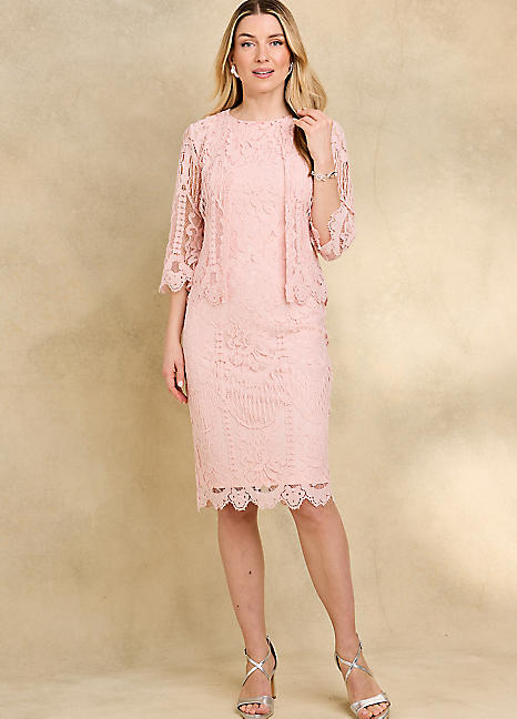 Kaleidoscope Blush Lace Dress & Jacket | Grattan