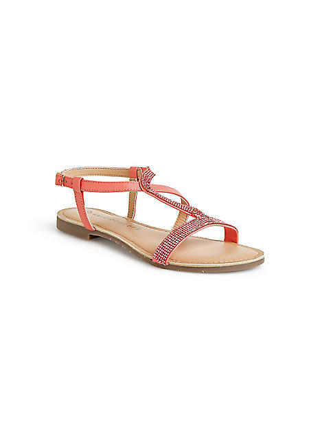Coral coloured sandals on sale