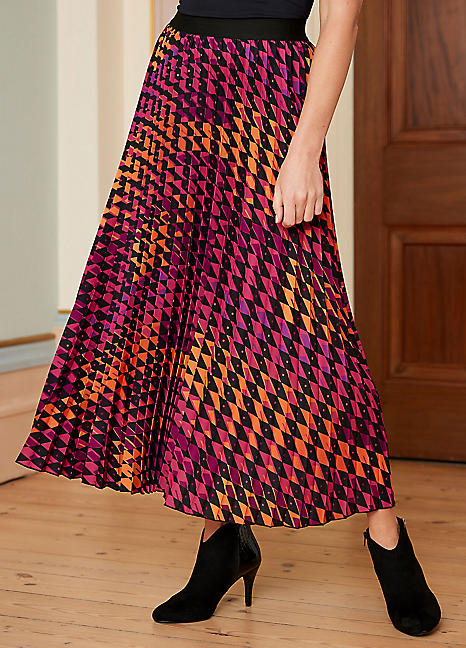 Kaleidoscope Printed Geo Maxi Skirt | Grattan