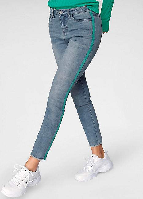 jeans with colored stripes