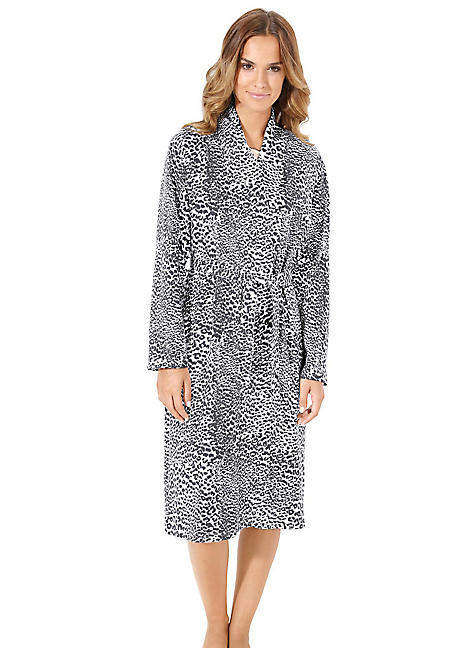 grey leopard dressing gown