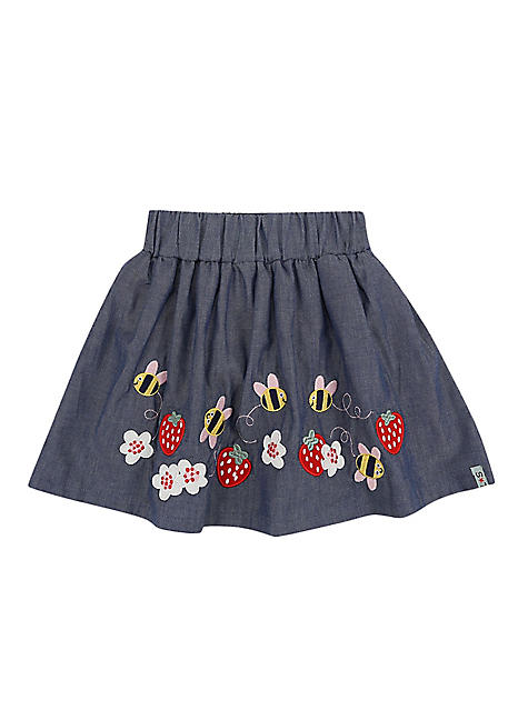 Lilly & Sid Kids Blue Floral Appliqué Skirt by Lilly