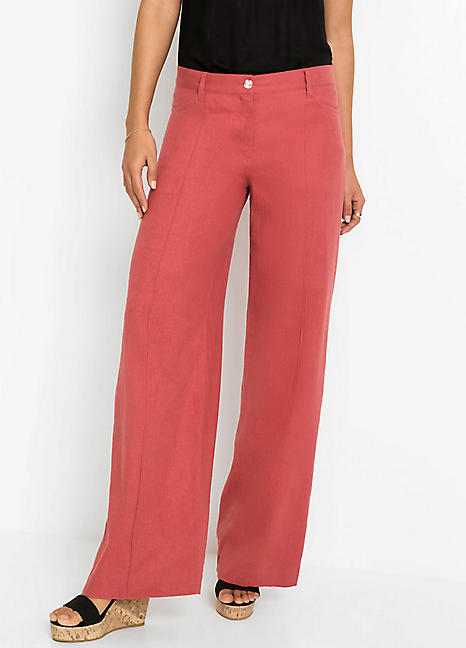 womens linen blend trousers