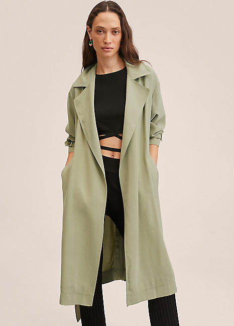 mango short flowy trench