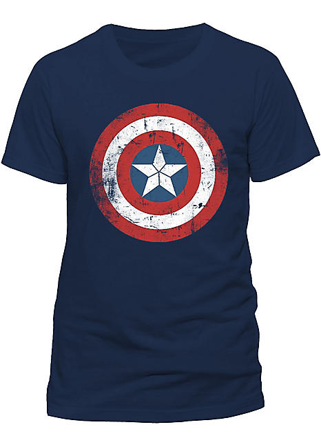 Marvel Captain America Retro Boys kids T-Shirt Black Ages 3-12 