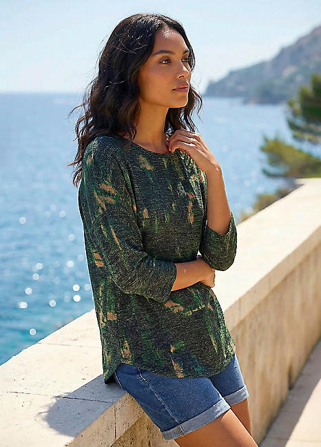 Monsoon Wrap Wave Print Midi Dress 