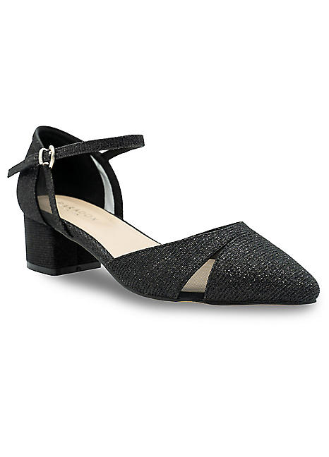 Black glitter hotsell shoes low heel