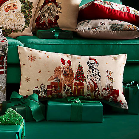 Peggy Wilkins Pets Christmas Cushion