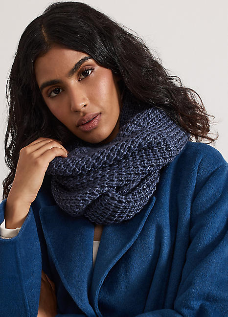 Phase Eight Blue Knitted Snood Scarf | Grattan