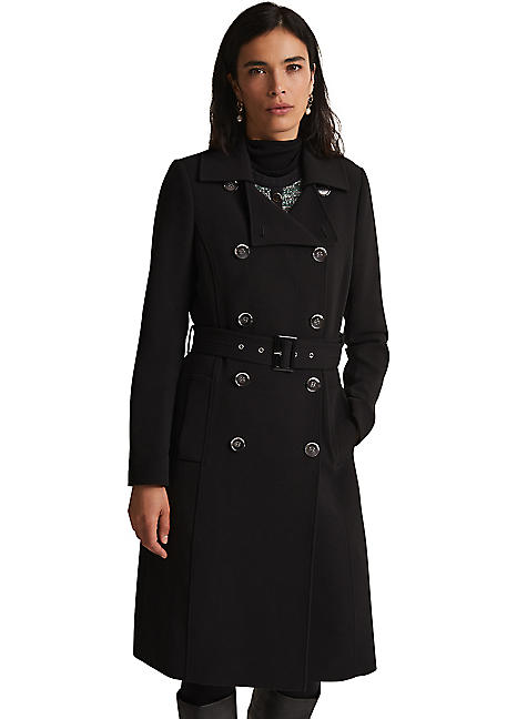 Phase Eight Layana Black Smart Trench Coat | Grattan