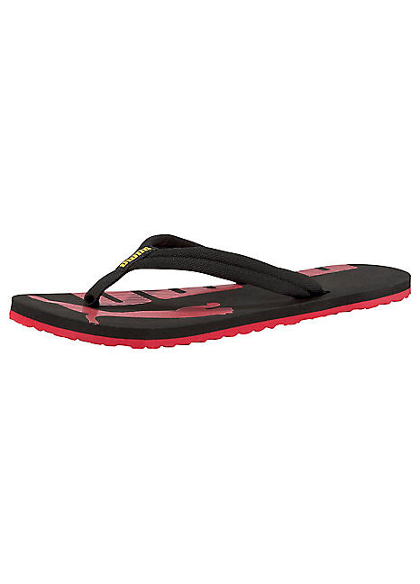 red puma flip flops