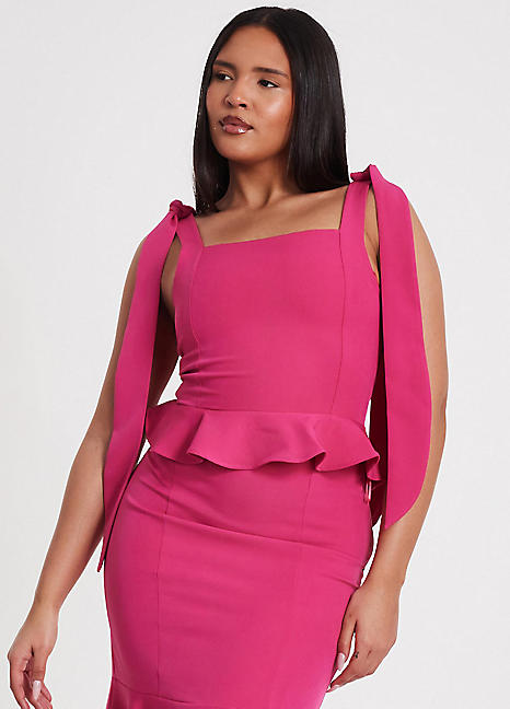 quiz peplum dress Quiz Navy One Shoulder Peplum Dress