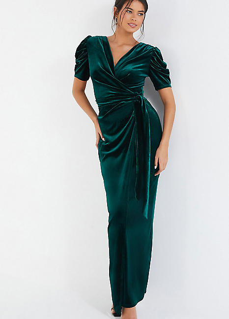 Bottle green outlet wrap dress