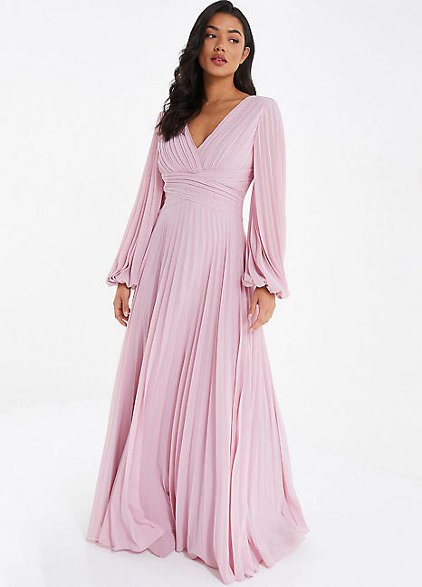 quiz pink chiffon embellished maxi dress