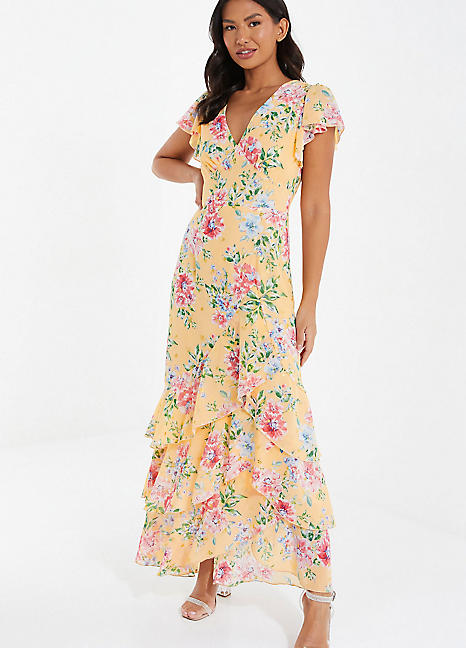 Chiffon floral wrap outlet dress