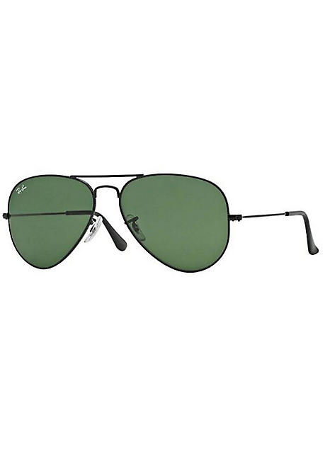 ray ban aviator black frame green lens