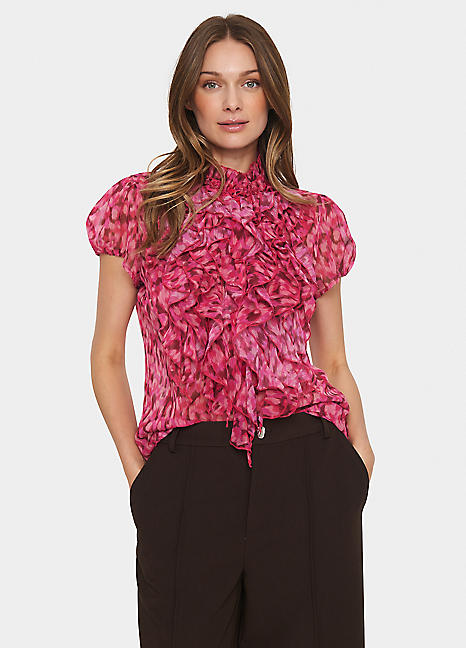 Saint Tropez Lilja Short Sleeve Ruffle Blouse | Grattan