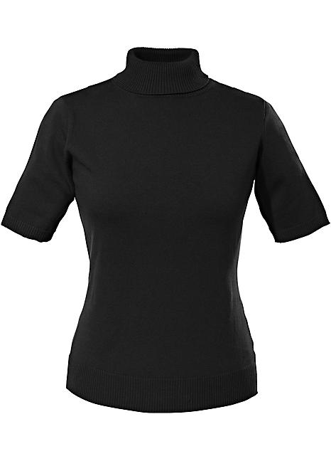 womens navy blue polo neck jumper