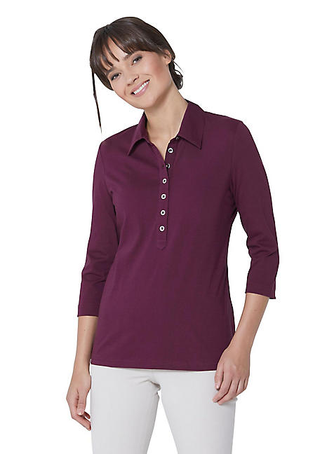 women's polo shirts with three quarter sleeves